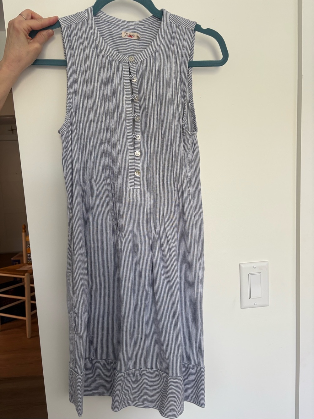 Faherty Striped Sleeveless Button-Front Cotton Dress - Blue & White